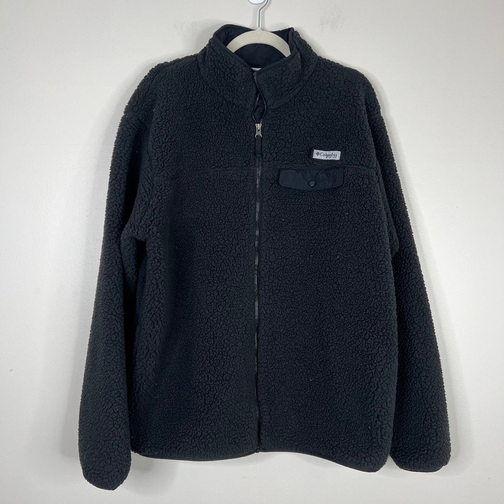 Columbia PFG Sherpa Teddy Zip Up Sweatshirt Jacket Sz Large